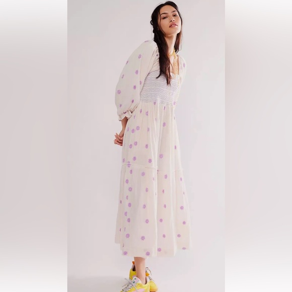 Free People Dahlia Embroidered Maxi Dress Ballet Combo XS NWT